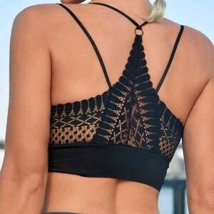 Black Lace Bralette Padded One Size Fits All New